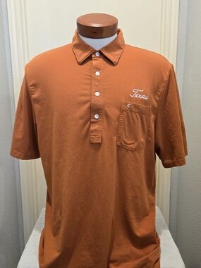 Criquet Texas Script Pocket Polo, Orange,XL